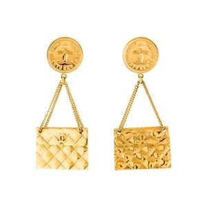 Authentic Chanel Rue Cambon flap bag drop earrings